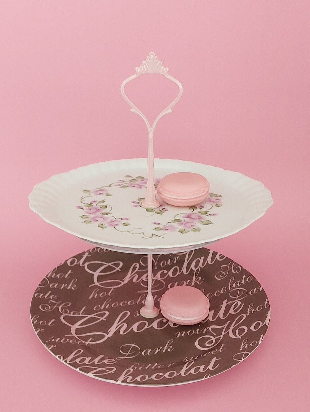 Boutique Handcrafted 2-Tier Ceramic Dessert Stand Cottagecore Jewelry Display